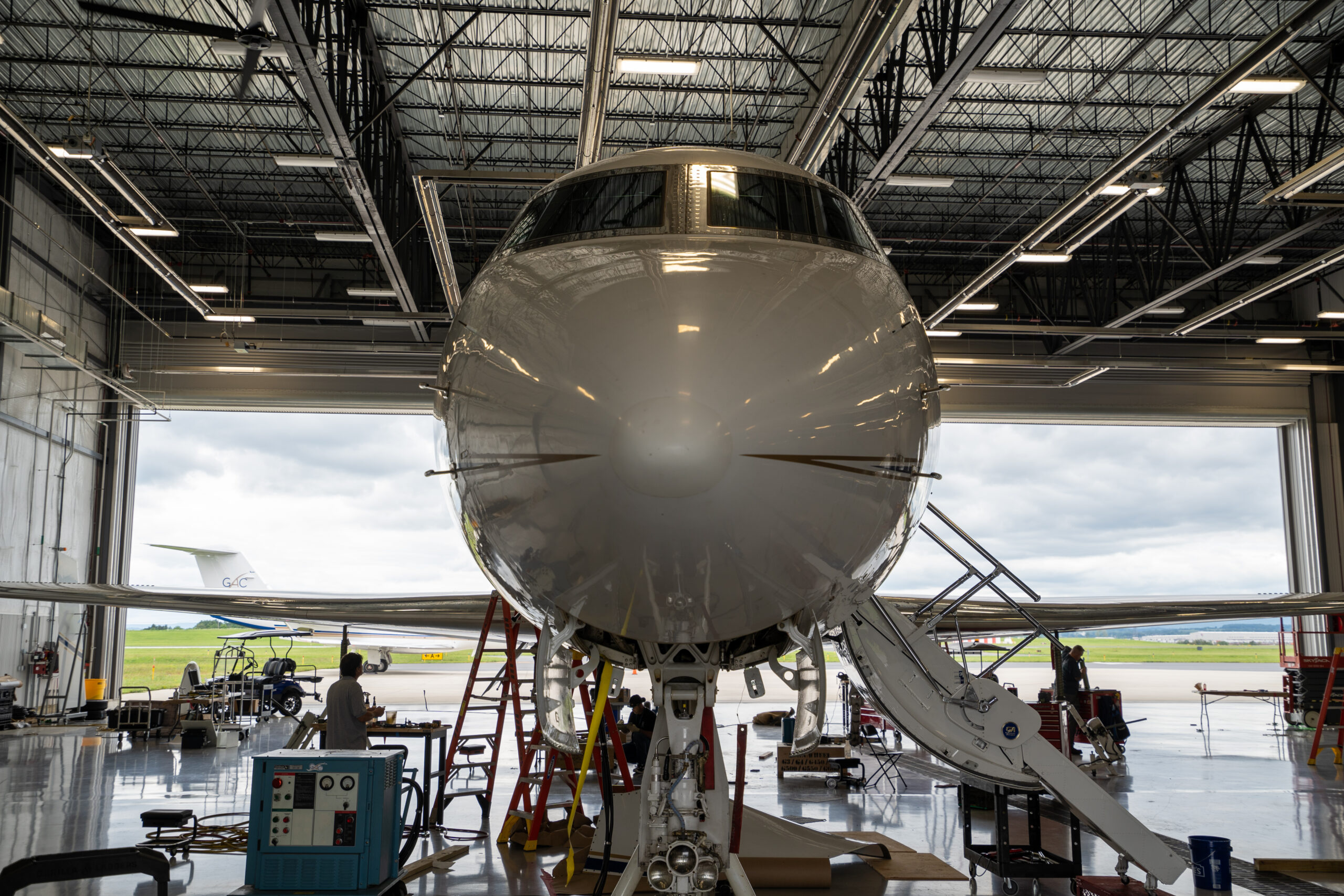 Global MX jet in hangar