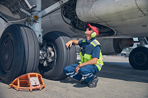 Serious aircraft maintenance mechanic in performing PPI